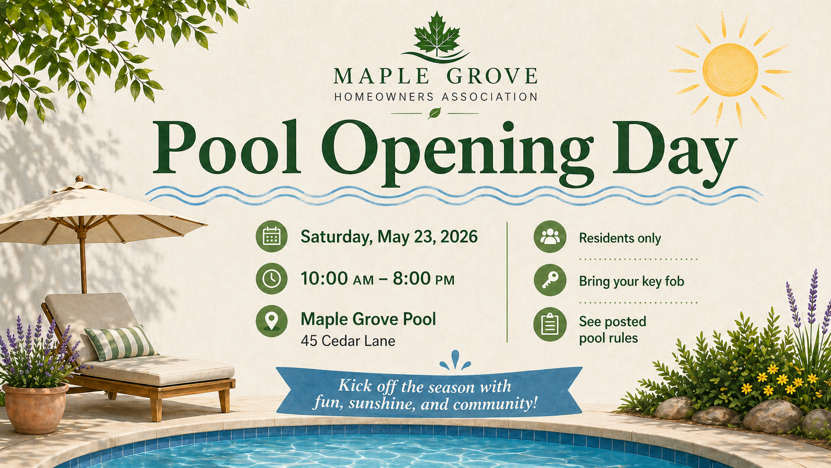 Pool opening flyer